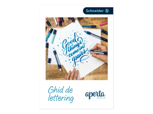 Ghid de lettering in limba romana, 37 pagini, cu 1 liner Schneider cadou
