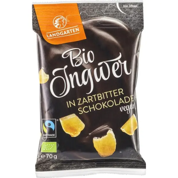 Ghimbir invelit in ciocolata amaruie fara gluten, eco - 70 g