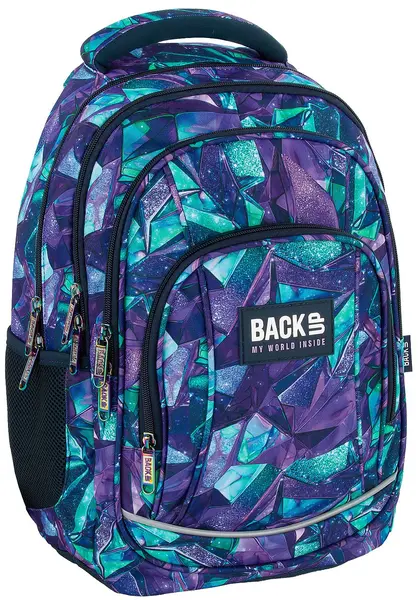 Ghiozdan BackUp A - Purple Crystals, cu 3 compartimente