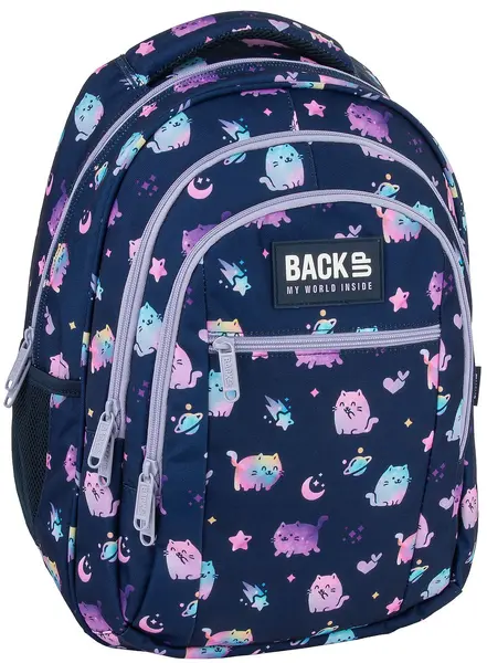 Ghiozdan BackUp O - Moon Cats, cu 3 compartimente
