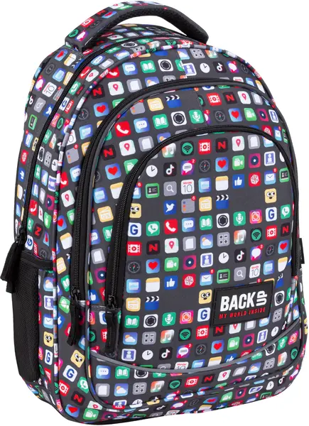 Ghiozdan BackUp X - Icons, cu 3 compartimente