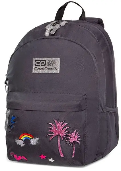 Ghiozdan Cool Pack Hippie - Sparkling Badges, Grey