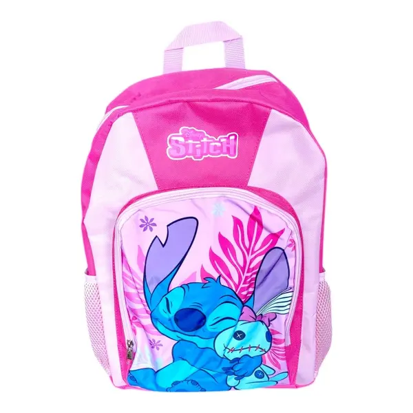 Ghiozdan copii, 40x30x15 cm, cu doua compartimente, roz, bretele intarite si ajustabile, Stitch Engros