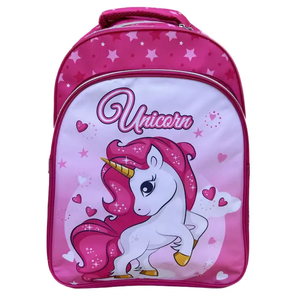 Ghiozdan copii, 42x30x17 cm, cu trei compartimente, multicolor, bretele intarite si ajustabile, Unicorn Engros