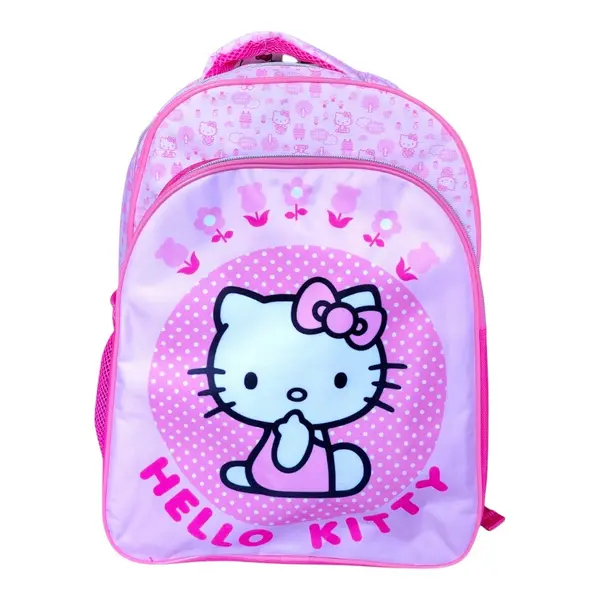 Ghiozdan copii, 42x30x17 cm, cu trei compartimente si doua buzunare laterale, multicolor, bretele ergonomice, intarite si ajustabile, benzi reflectorizante, Hello Kitty Engros
