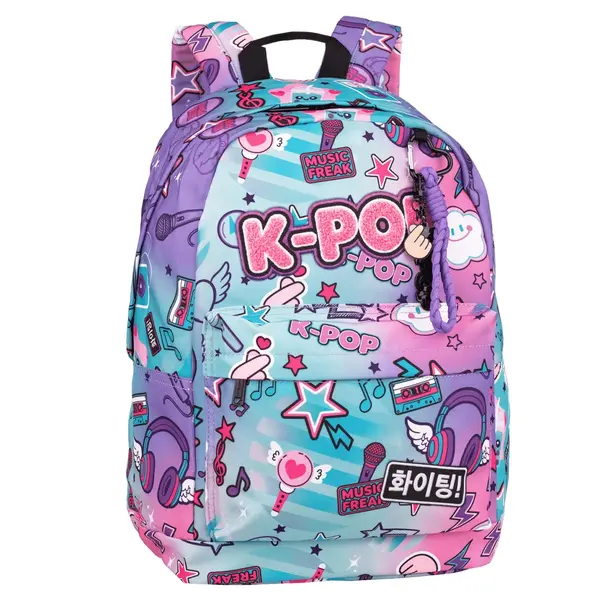 Ghiozdan cu un compartiment si buzunar frontal, Coolpack, Cross, K-Pop