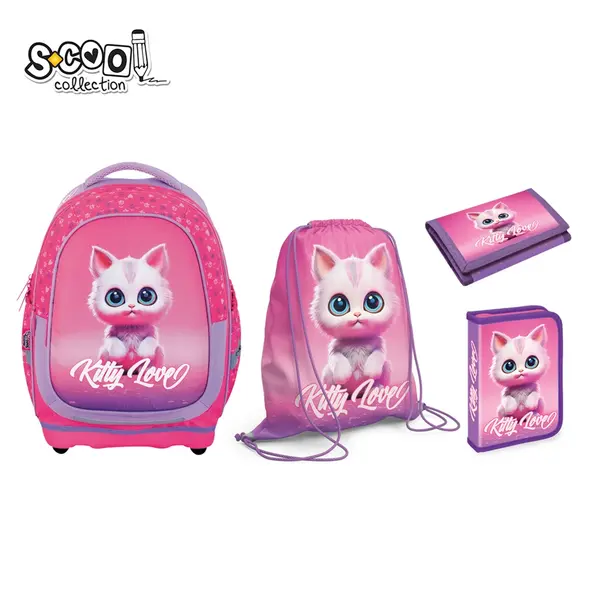 Ghiozdan echipat 39x33x18 cm, kitty love S-COOL