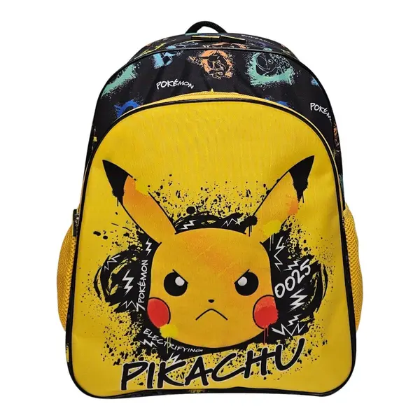 Ghiozdan ergonomic, cu doua compartimente si doua buzunare laterale, 40x30x17 cm, bretele ajustabile si intarite, multicolor, Happy, Pokemon Engros