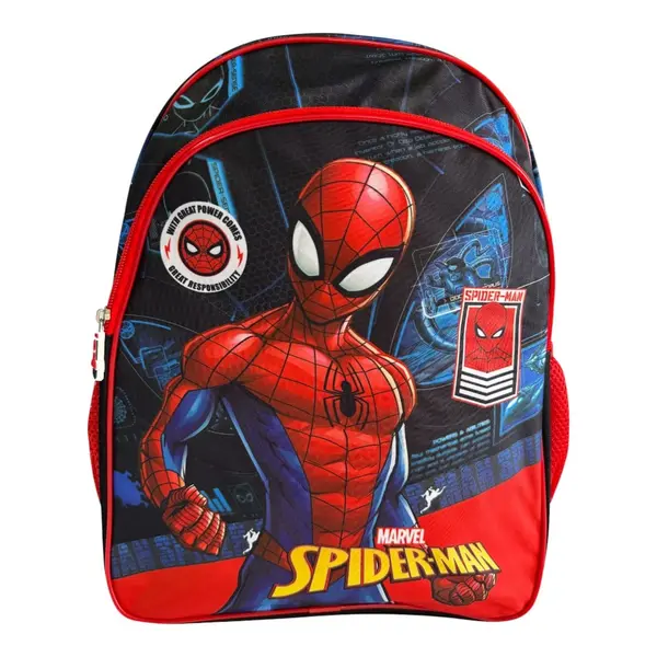 Ghiozdan ergonomic, cu doua compartimente si doua buzunare laterale, 40x30x17 cm, bretele ajustabile si intarite, multicolor, Spiderman Engros
