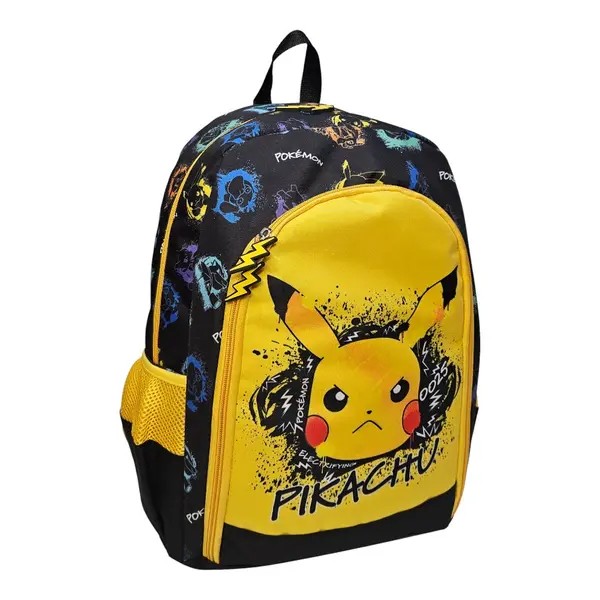 Ghiozdan ergonomic, cu doua compartimente si doua buzunare laterale, 40x30x17 cm, bretele ajustabile si intarite, multicolor, Pokemon Engros