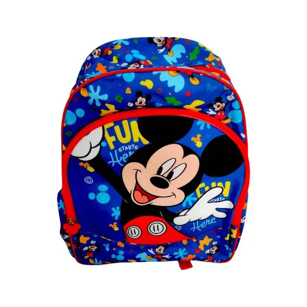 Ghiozdan ergonomic, cu doua compartimente si doua buzunare laterale, 40x30x15 cm, bretele ajustabile si intarite, multicolor, Fun Here, Mickey Mouse Engros