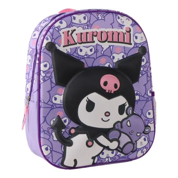 Ghiozdan gradinita 3D Kuromi, 1 compartiment, mov, 25x30x12 cm
