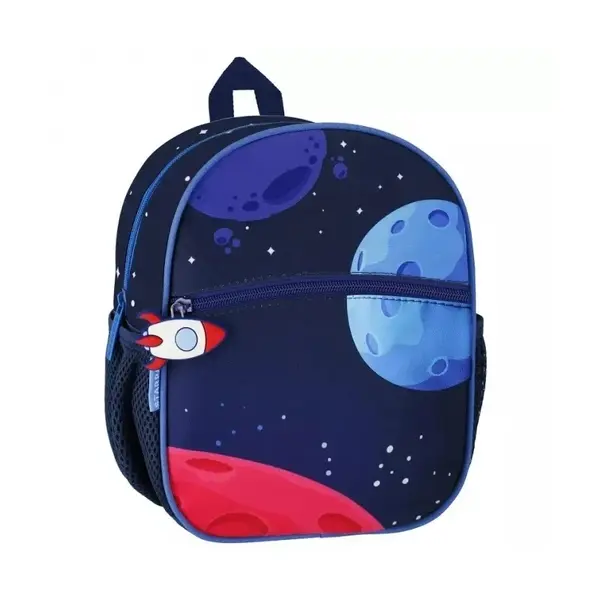 Ghiozdan gradinita Astronaut,1 compartiment, negru cu albastru, 26 cm