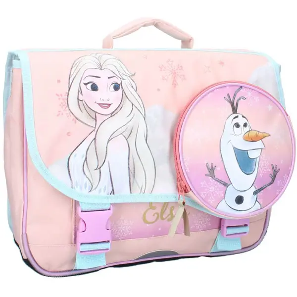 Ghiozdan multicolor cu doua compartimente, 38x33x16 cm, bretele ergonomice, intarite si ajustabile, benzi reflectorizante, Frozen Engros