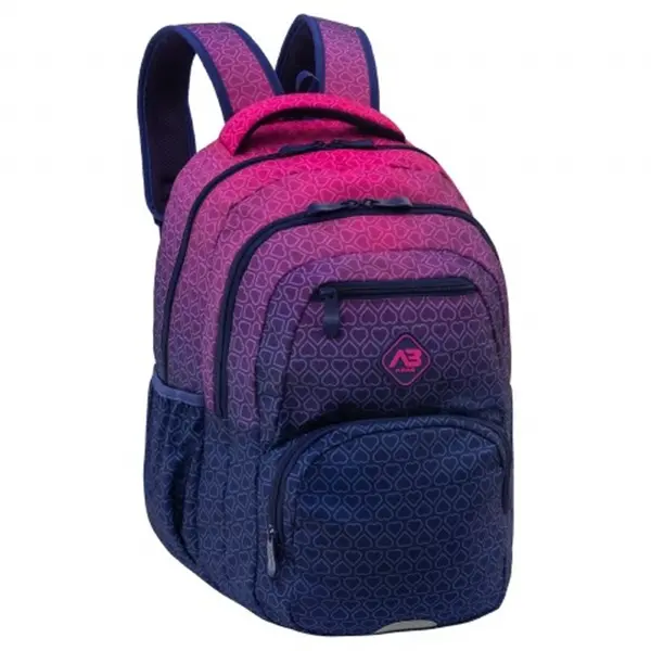 Ghiozdan neechipat, 44x32x19cm, 3 compartimente, AB200 Hexagon Pink Ombre, Mitama