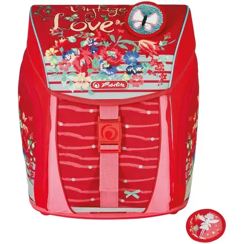 Ghiozdan neechipat Herlitz FiloLight motiv Vintage Love, dimensiune 38 x 32 x 22 cm