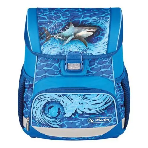Ghiozdan neechipat Loop, 37x31x22 cm, Herlitz Blue shark