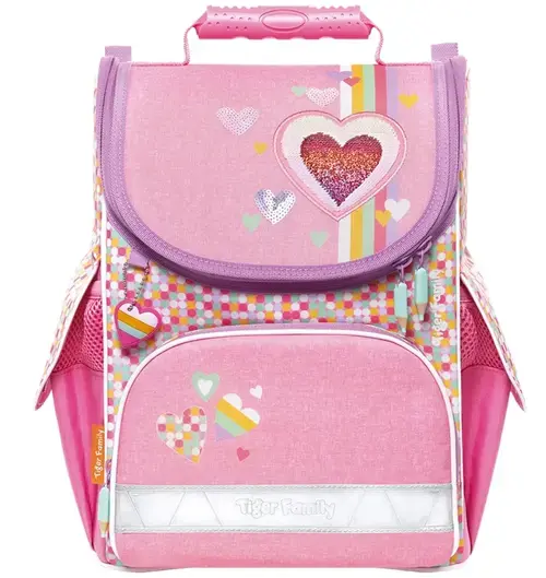 Ghiozdan neechipat Tiger Nature Quest, dimensiune 35 x 31 x 19 cm, motiv Pink Amour
