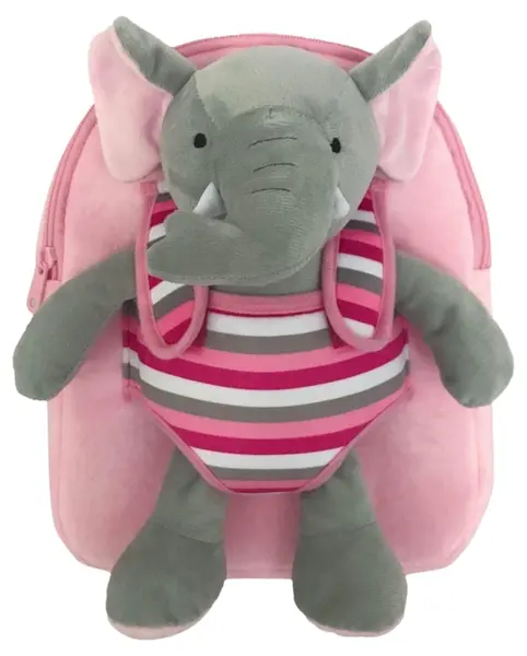 Ghiozdan pentru grădiniță S. Cool Baby Animals - Elephant, cu jucărie de pluș