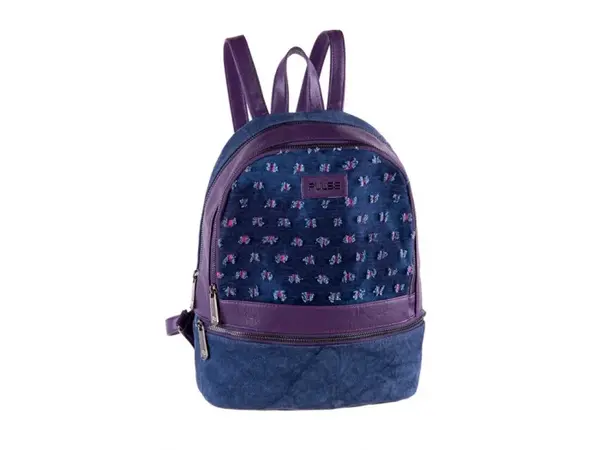 Ghiozdan pentru plimbari model Firenze Flower Jeans,28x24x17 cm