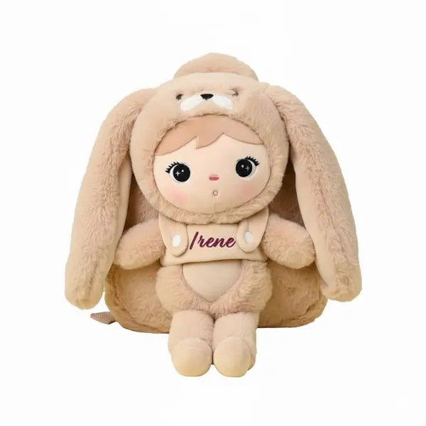 Ghiozdan personalizat Iepuras Pufos Caramel