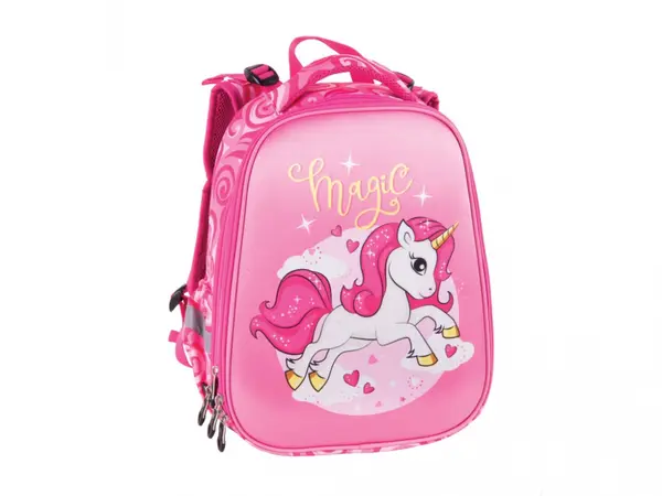 Ghiozdan Pulse Anatomic Cube Pink Magic pentru clasele I-IV,38 x 28 x 18 cm