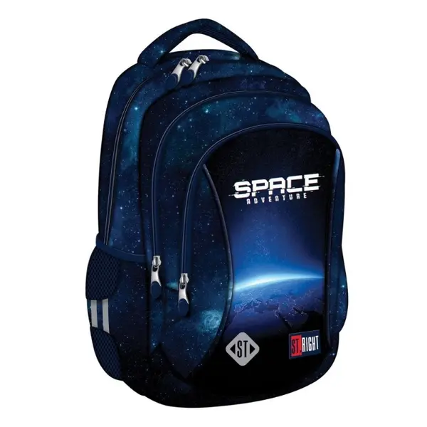 Ghiozdan scoala Blue Earth View cu 3 compartimente, 39x27x17 cm
