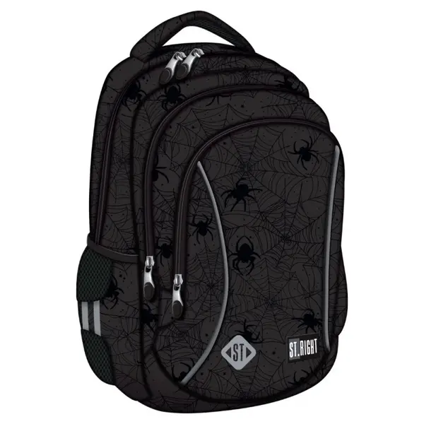 Ghiozdan scoala pentru baieti St. Right Spider Web, 3 compartimente, 39x27x17 cm