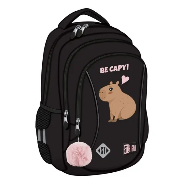 Ghiozdan scoala pentru copii St. Right Be Capybara cu 3 compartimente, 39x27x17 cm