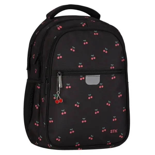 Ghiozdan scoala pentru copii Starpak Cherry, 3 compartimente, negru, 40x29x20 cm