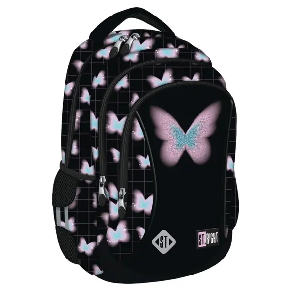 Ghiozdan scoala pentru fete St.Right Pastel Butterfly cu 3 compartimente, 39x27x17 cm