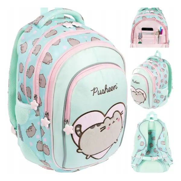 Ghiozdan scoala St. Majewski Pusheen, 4 compartimente, 40x28x18 cm