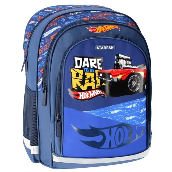 Ghiozdan scoala Starpak Hot Wheels, 3 compartimente, albastru, 30x30x41 cm