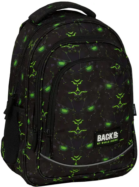 Ghiozdan școlar Back Up X - Monster Green, cu 3 compartimente