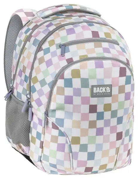 Ghiozdan școlar BackUp 8 W - Pastel Checkered, cu 3 compartimente
