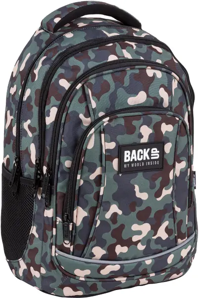 Ghiozdan școlar BackUp A - Camouflage, cu 3 compartimente