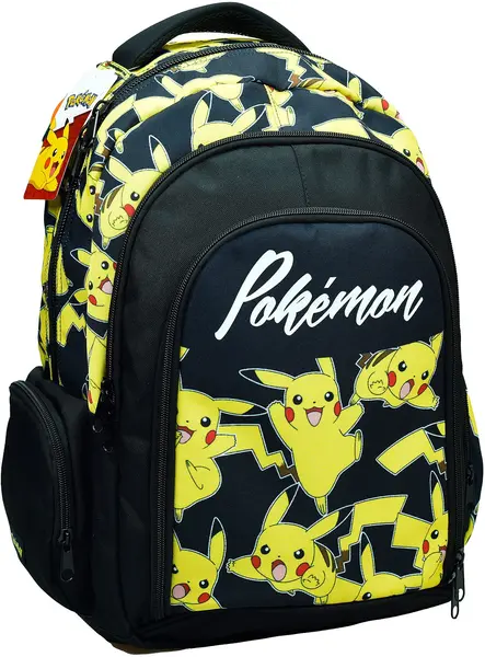 Ghiozdan școlar GIM Pokemon - Pikachu, cu 2 compartimente