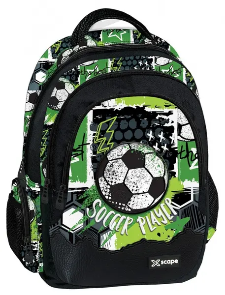 Ghiozdan scolar Graffiti Xscape - Football Soccer, cu 3 compartimente