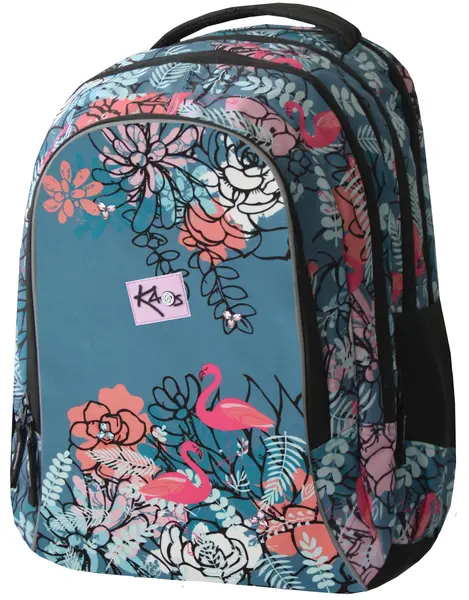 Ghiozdan școlar Kaos 2 în 1 - Flamingo, cu 4 compartimente