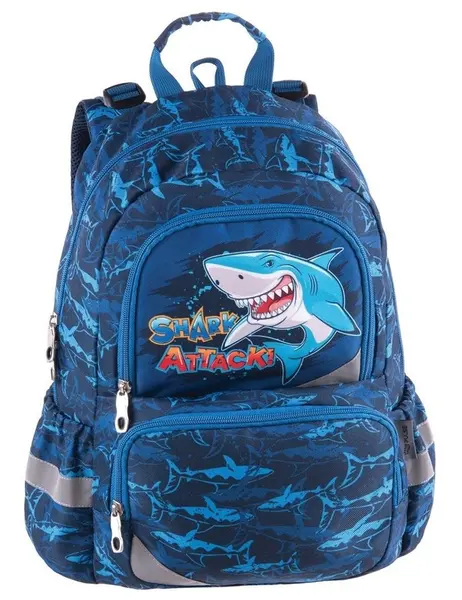 Ghiozdan școlar Pulse Anatomic - Shark Attack, 3 compartimente