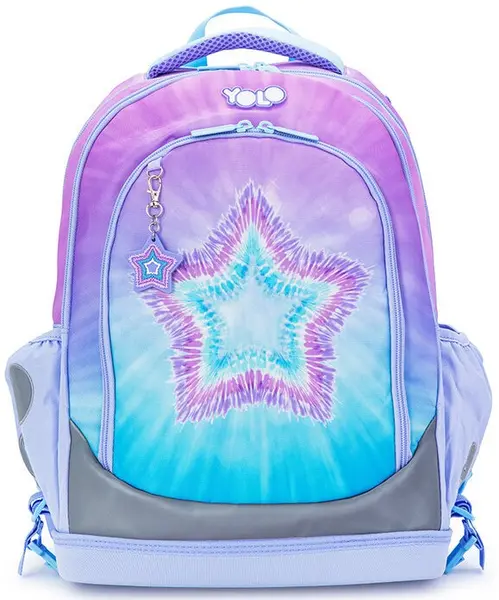 Ghiozdan școlar YOLO Pro - Tie Dye Stars, cu 2 compartimente si un buzunar termic