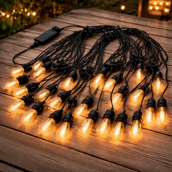 Ghirlanda luminoasa gradina sau terasa, interconectabila, fasung E27, IP65, 220V