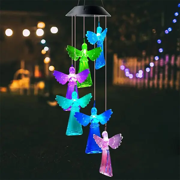 Ghirlanda solara decorativa ingerasi cu lumini LED multicolore si senzor de lumina IP55