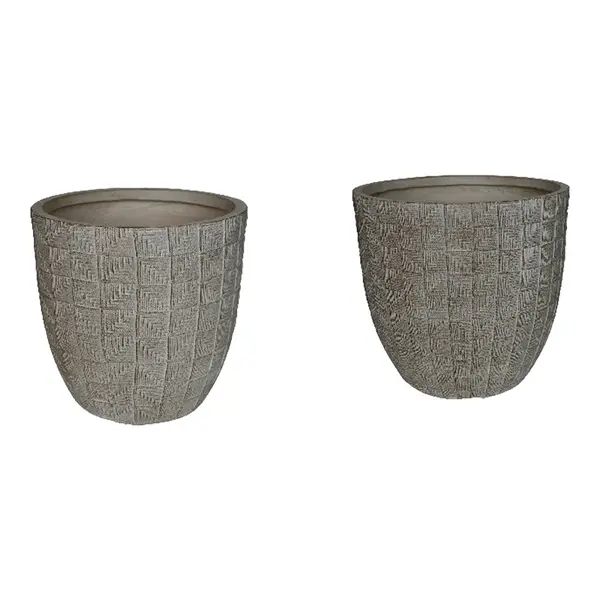 Ghivece Sapen set 2 piese ceramică, gri-bej, Ceramică, variabile, 45x45x43 cm
