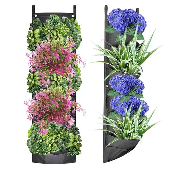 Ghivece suspendate de flori, jardiniera cu 6 buzunare