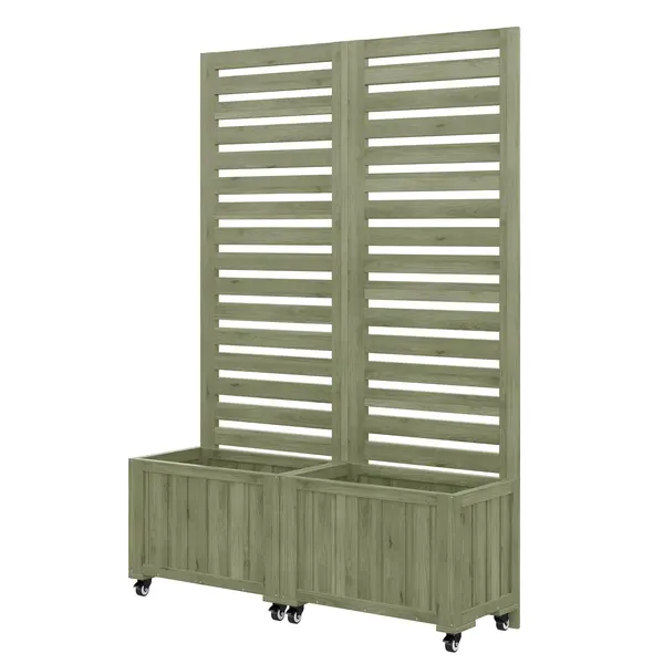 Ghiveci cu spalier, 2 jardiniere mari și 2 spalieri de grădină ca suport pentru plante cățărătoare, 102,5x32x152,5 cm, Verde