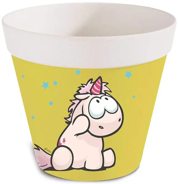 Ghiveci din bambus Nici Theodor & Friends - Unicornul Theodor, galben