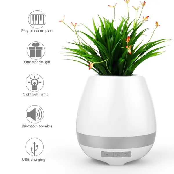 Ghiveci inteligent cu muzica si lampa de veghe, functie tactila