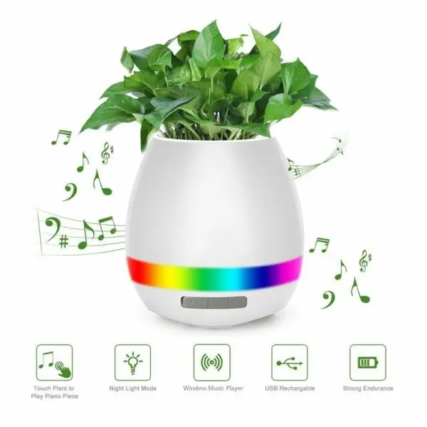 Ghiveci inteligent cu muzica si lampa de veghe, functie tactila