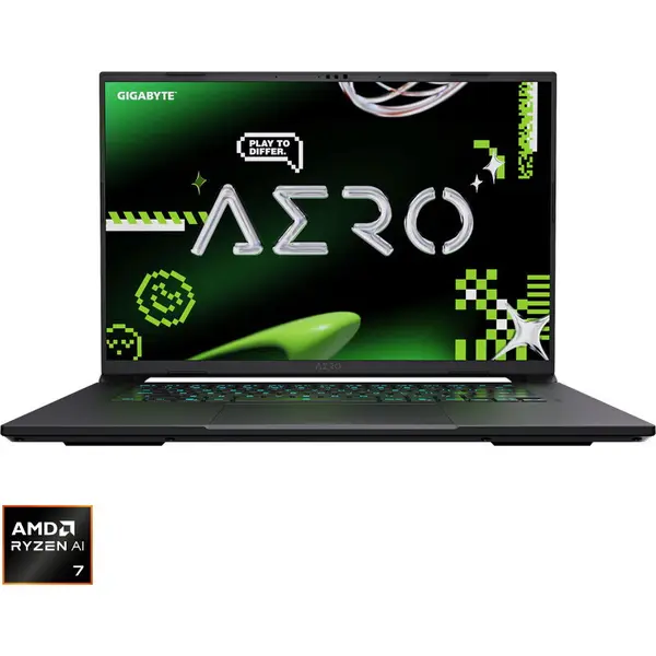 Gigabyte Laptop Gaming GIGABYTE AERO X16 1VH, Display 16 WQXGA (2560 x 1600), Procesor AMD Ryzen™ Al 7 350, Memorie RAM 16GB DDR5, Capacitate de stocare 1TB SSD, Placa video dedicata NVIDIA GeForce RTX 5060 8GB, Windows 11 Home, Gri (INT Keyboard)